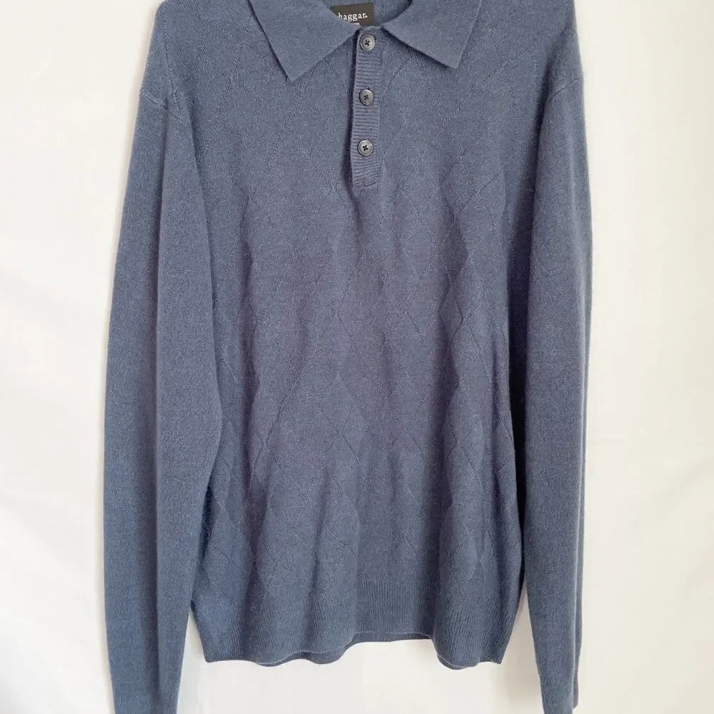 HAGGAR Blue Long Sleeve Pullover Sweater Size L